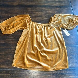New Old Navy Mustard Velvet Blouse Girls XL